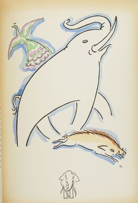 une image représentant un dessin d'une chèvre et d'un oiseau
