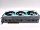 a close up of a video card with three cooling fans