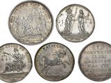 six silver coins of the reign of the roman empire