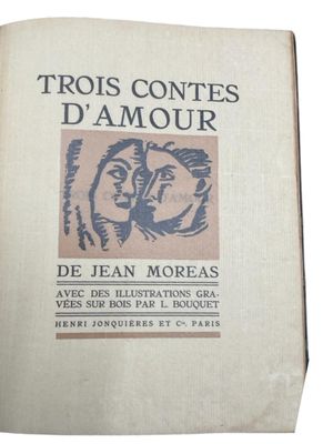 an old book with a picture of a man and a woman on it