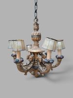 LUSTRE en bois doré, mouluré et sculpté de feuillages, trace…