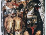a painting of a group of people standing next to each other