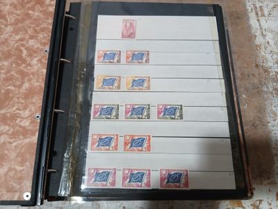 a binder that has a lot of stamps on it