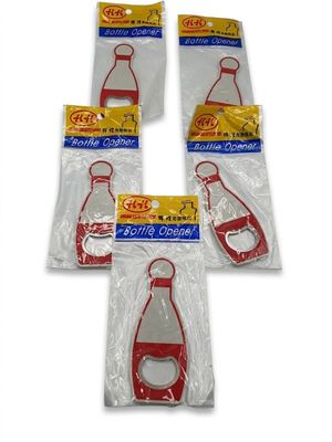 quatre décapsuleurs en plastique rouge avec des poignées en plastique, vendus en paquet
