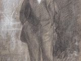 un vieux dessin représentant un homme en costume et nœud papillon
