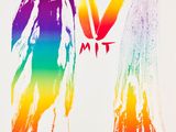 an image of a poster for a concert with a rainbow - colored image of two people