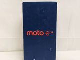 the box is blue and has a red moto e logo on it
