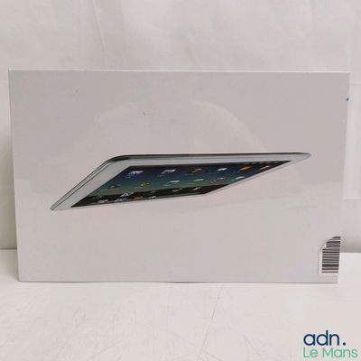 the box is white and has a picture of an ipad inside of it