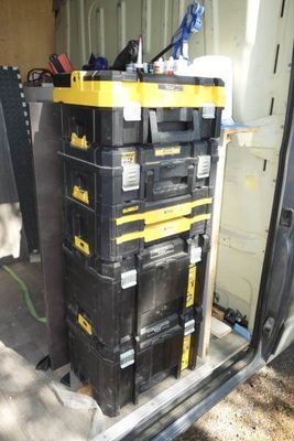 a van with a bunch of boxes in the back