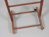 a wooden table with a glass top on it