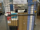 a cart with a lot of boxes on it in a warehouse