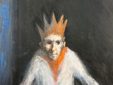 une peinture à l'huile représentant un homme coiffé d'une couronne