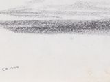 a black and white drawing of a boat in the water