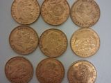 six pièces de un penny britanniques différentes
