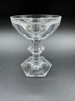 a close up of a clear glass bowl on a table