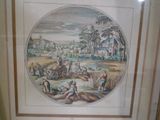 une image d'un tableau représentant une scène de ferme dans un cadre
