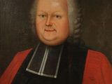 un tableau représentant un homme vêtu d'un manteau noir et rouge