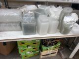 a lot of plastic items on a table in a room