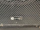 a close up view of a speaker with a logo on it