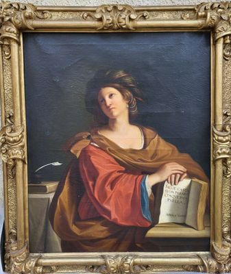 an image of a painting of a woman holding a book
