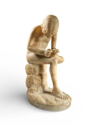 VILI (XXe) Sculpture en albâtre 'Le tireur d'épine".