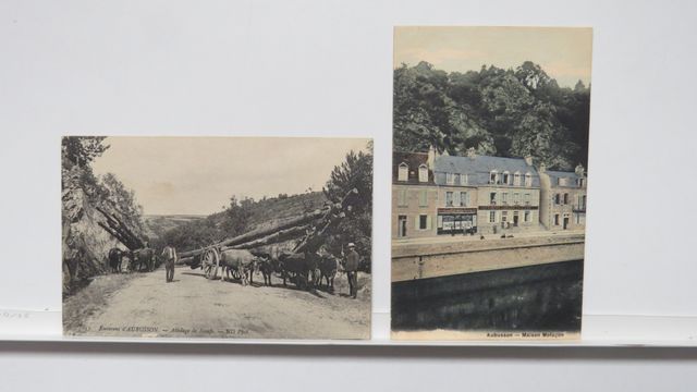 Aubusson : Lot de 2cpa (TBE) : Attelage de Bœufs (ND 57) + Maison...