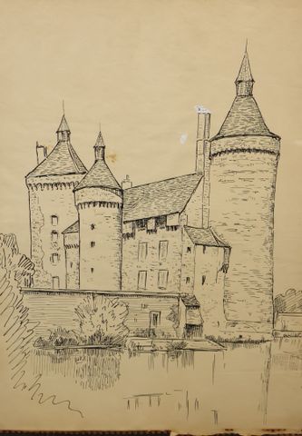 Un dessin à l'encre d'Eugène Alluaud de 1938 