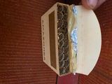 a person holding a box with a lot of coins inside of it