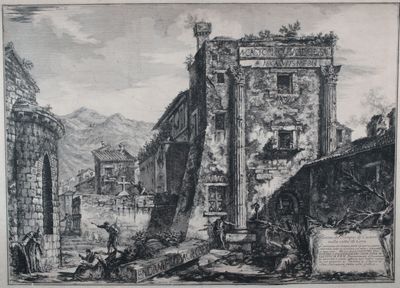 un vieux dessin représentant un vieux bâtiment devant lequel se trouve une calèche