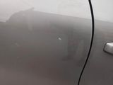 a car door handle with a dog in the background