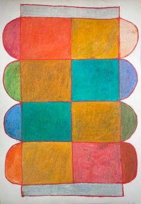 dessin représentant une œuvre d'art multicolore sur une feuille de papier