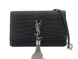 saint laurent black croce leather tassel shoulder bag