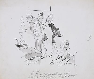 dessin représentant un groupe de personnes debout dans une pièce avec un avion