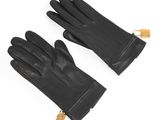 une paire de gants en cuir noir sur fond blanc