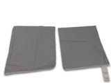 a pair of gray cloths with a white tag on them