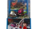 Set Playmobil sur le thème des pirates, comprenant un grand navire pirate et un petit bateau pirate