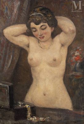 une image représentant un tableau où l'on voit une femme les mains sur la tête