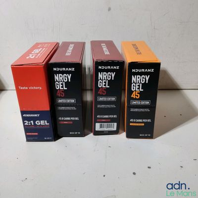 three boxes of nirogy gel sitting next to each other on a table