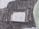 a drawing of a suitcase with a sign on it
