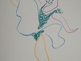 un dessin représentant une femme avec un papillon dans le dos