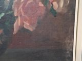 a painting of flowers in a vase on a table