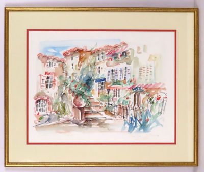 Olivier ZLATKU (XXe). "Bormes les Mimosas", aquarelle, local…