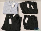 three men ' s dress pants and a shirt on a table