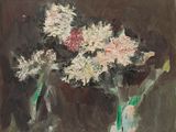 une peinture de fleurs dans un vase sur une table