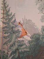 PARAVENT à quatre feuilles en bois marouflé d'un papier pein… (photo 2)