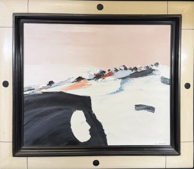 peinture représentant une photo en noir et blanc d'une personne sur une planche de surf
