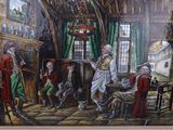 a painting of a group of people in a room
