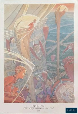 une image représentant un tableau où l'on voit un homme sur un bateau en pleine mer
