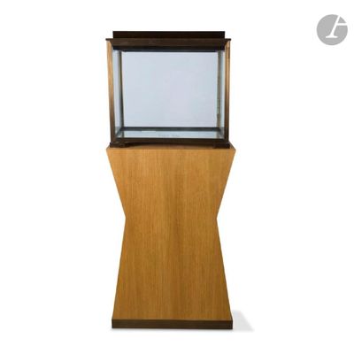 a fish tank that is sitting on top of a wooden stand