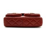 chanel red quilted lambskin double flap bag